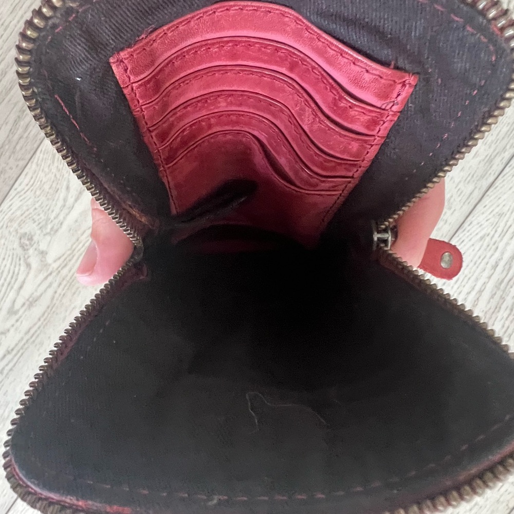 Harbour 2nd Benita Crossbody Bag Dark Red Leather Phone Case Purse - Picture 8 of 9
